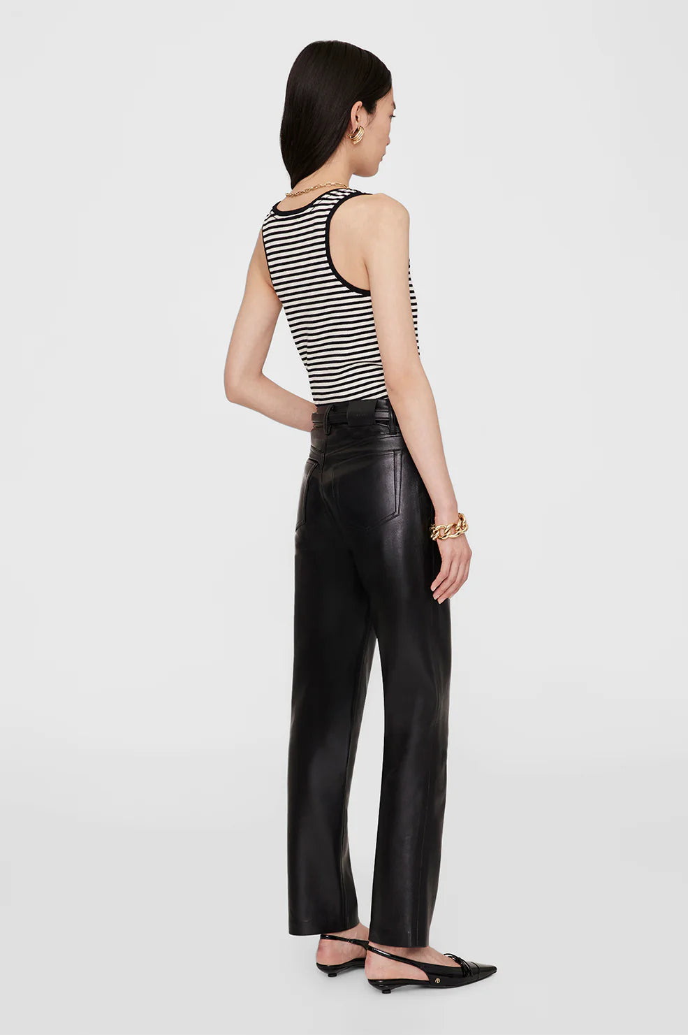 Alessia tank, cream & black stripe