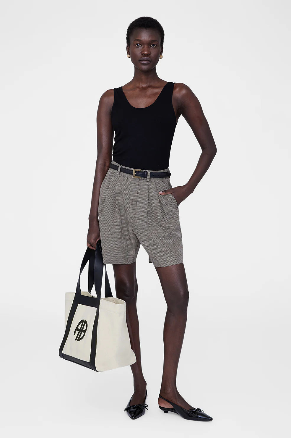cara tote, natural canvas w/ black
