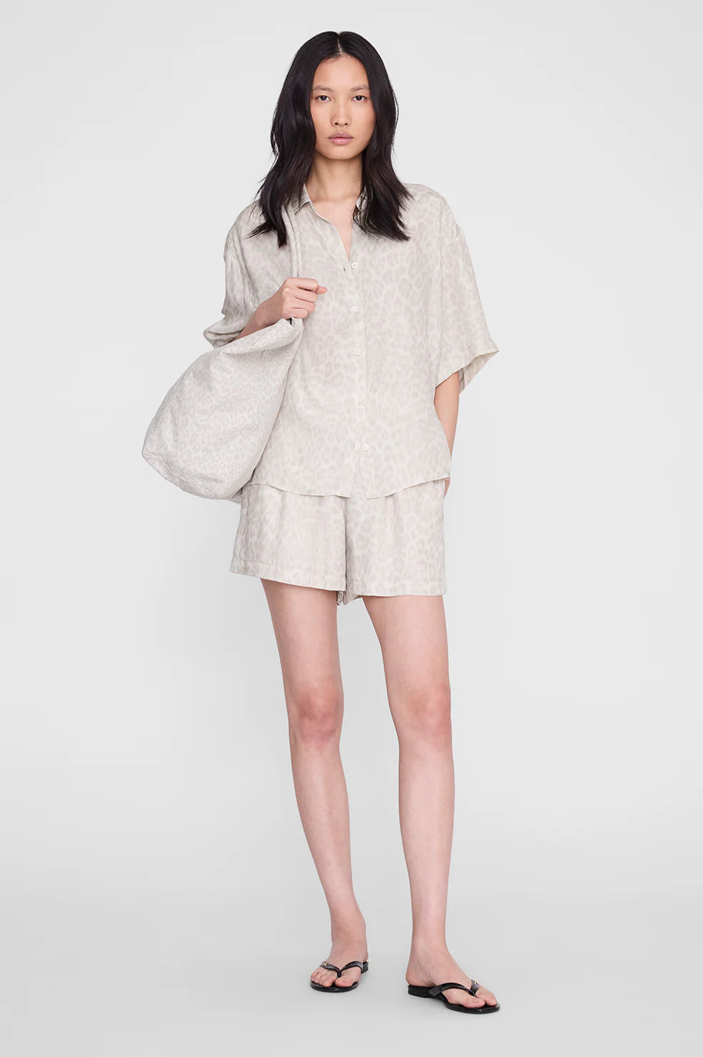 Coco shirt, washed white leopard