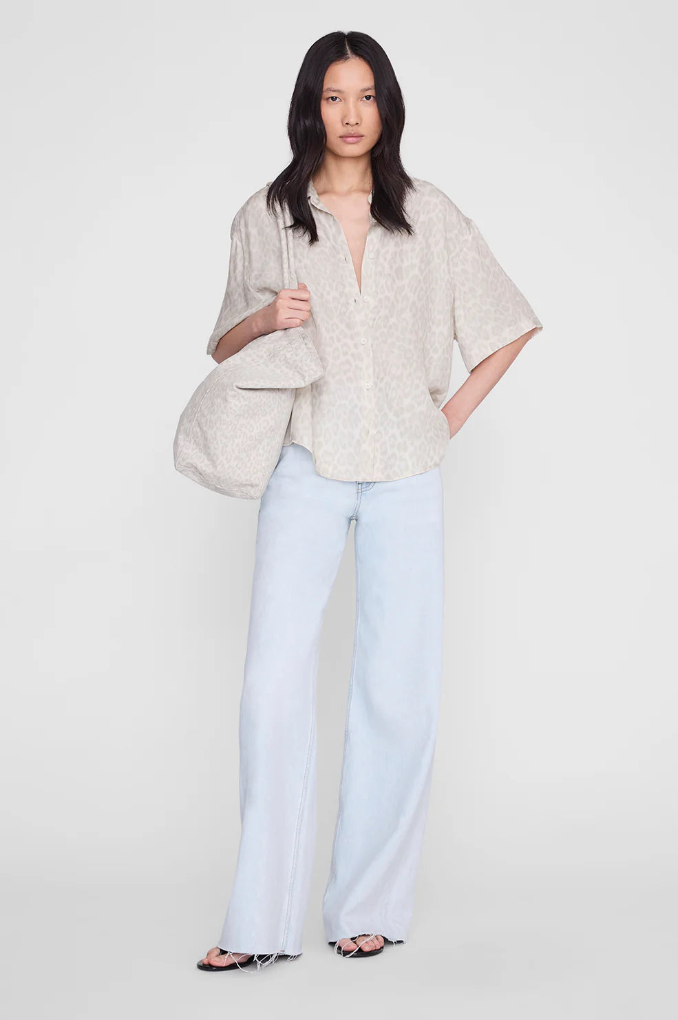 Coco shirt, washed white leopard