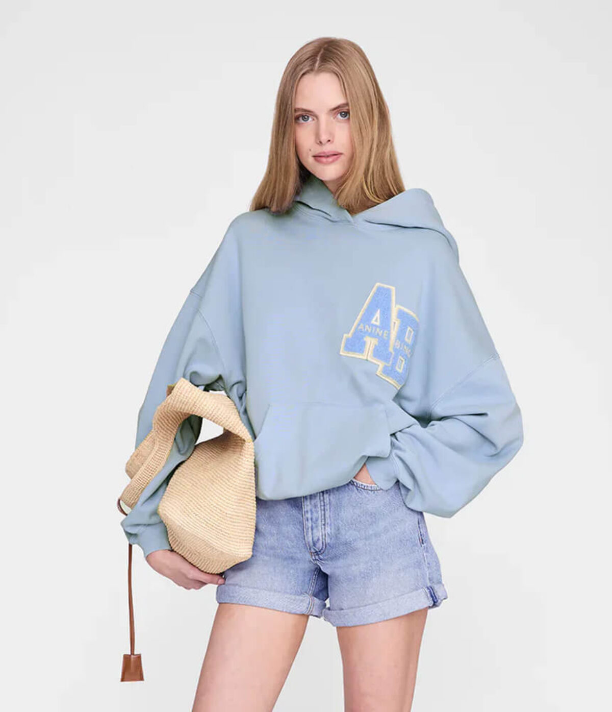 Harvey sweatshirt letterman, washed light blue