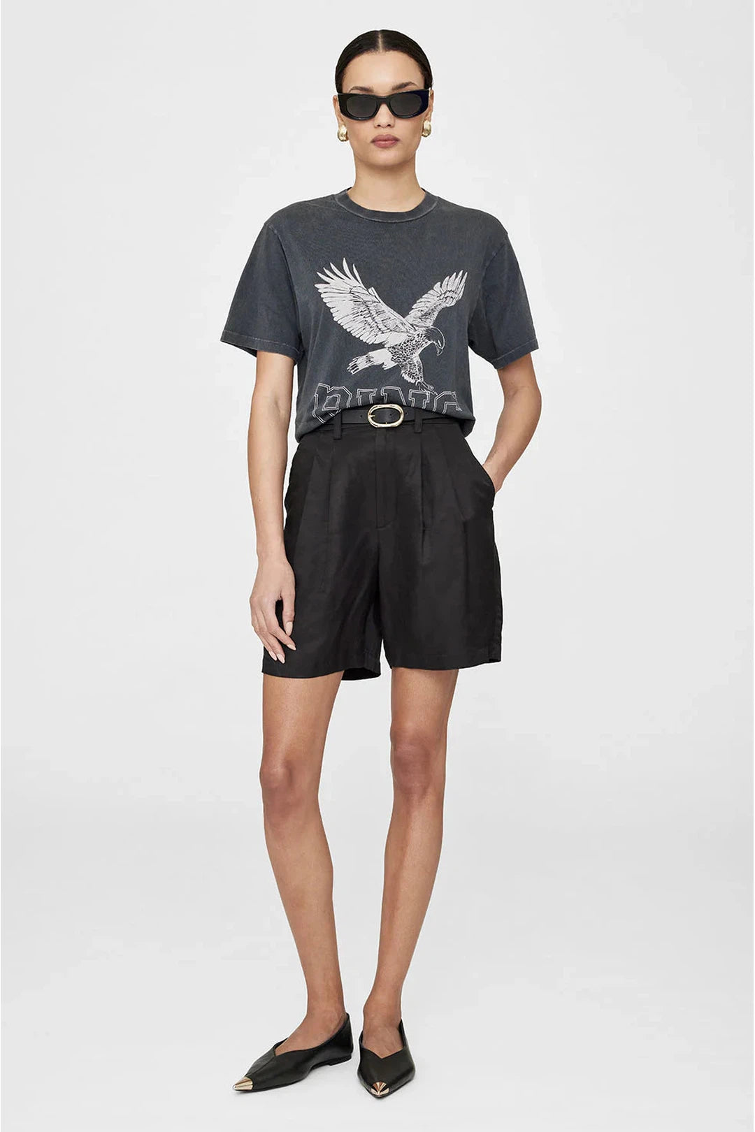 Lili retro tee eagle, washed black