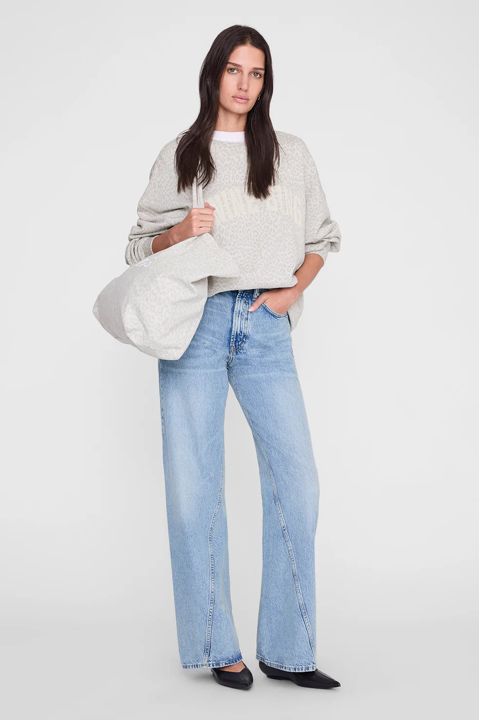 Miles sweatshirt anine bing, White washed leopard