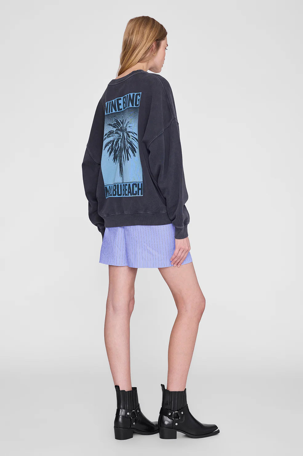 Miles sweatshirt palm, washed black