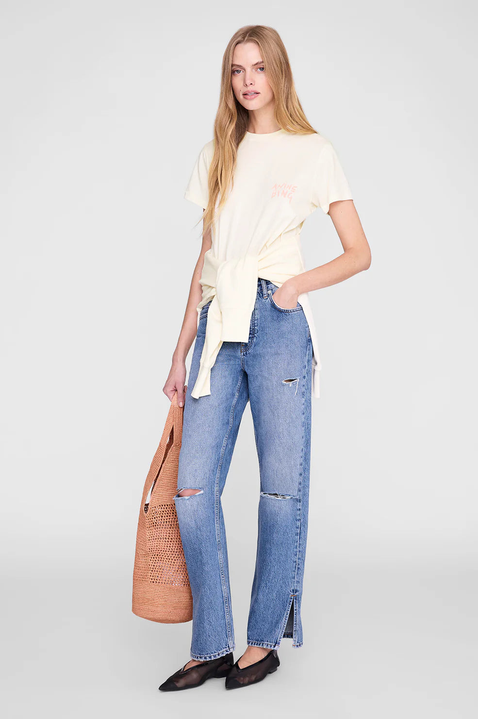 Shelley tee surfer, washed buttercream