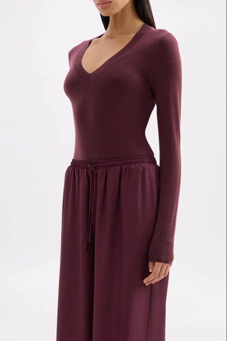 Abia merino knit top, mulberry