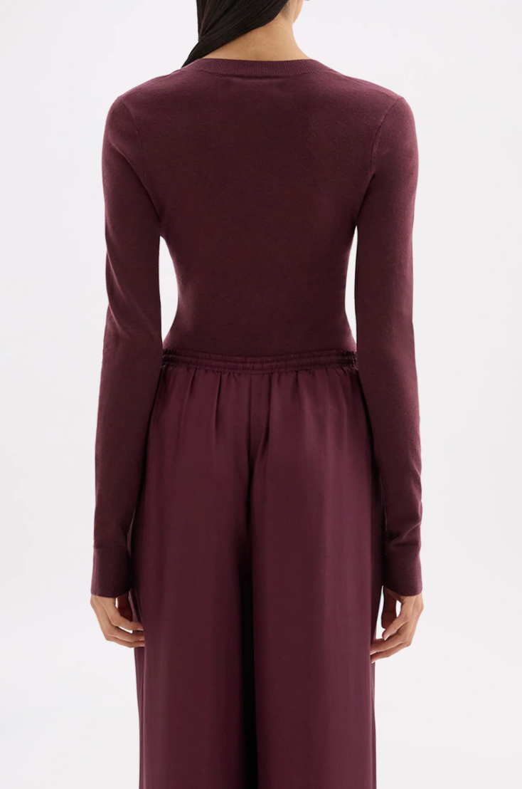 Abia merino knit top, mulberry