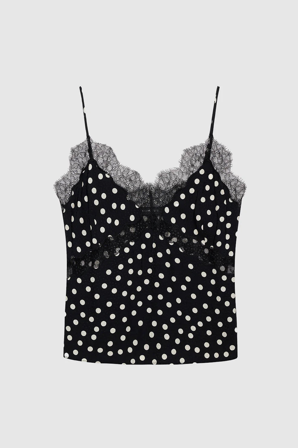 Amelie camisole, black & white double dot jacquard