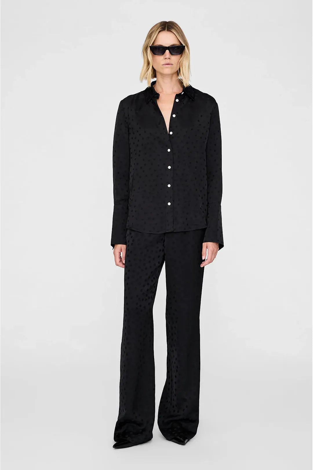 Elain pant, black dot jacquard