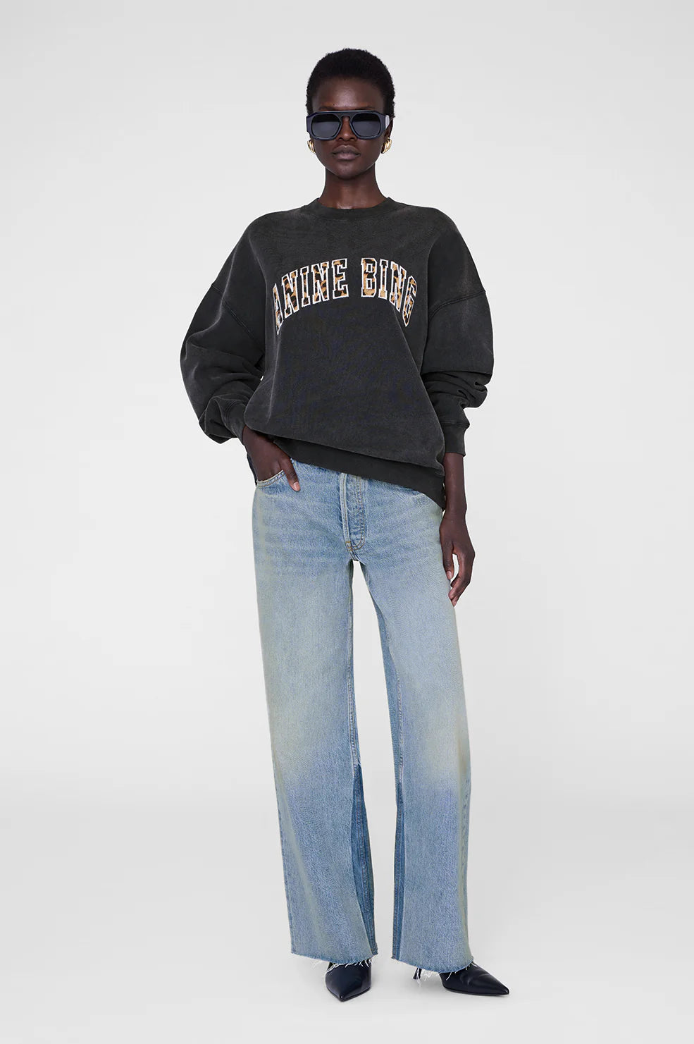 Miles Sweatshirt Anine bing leopard, washed black