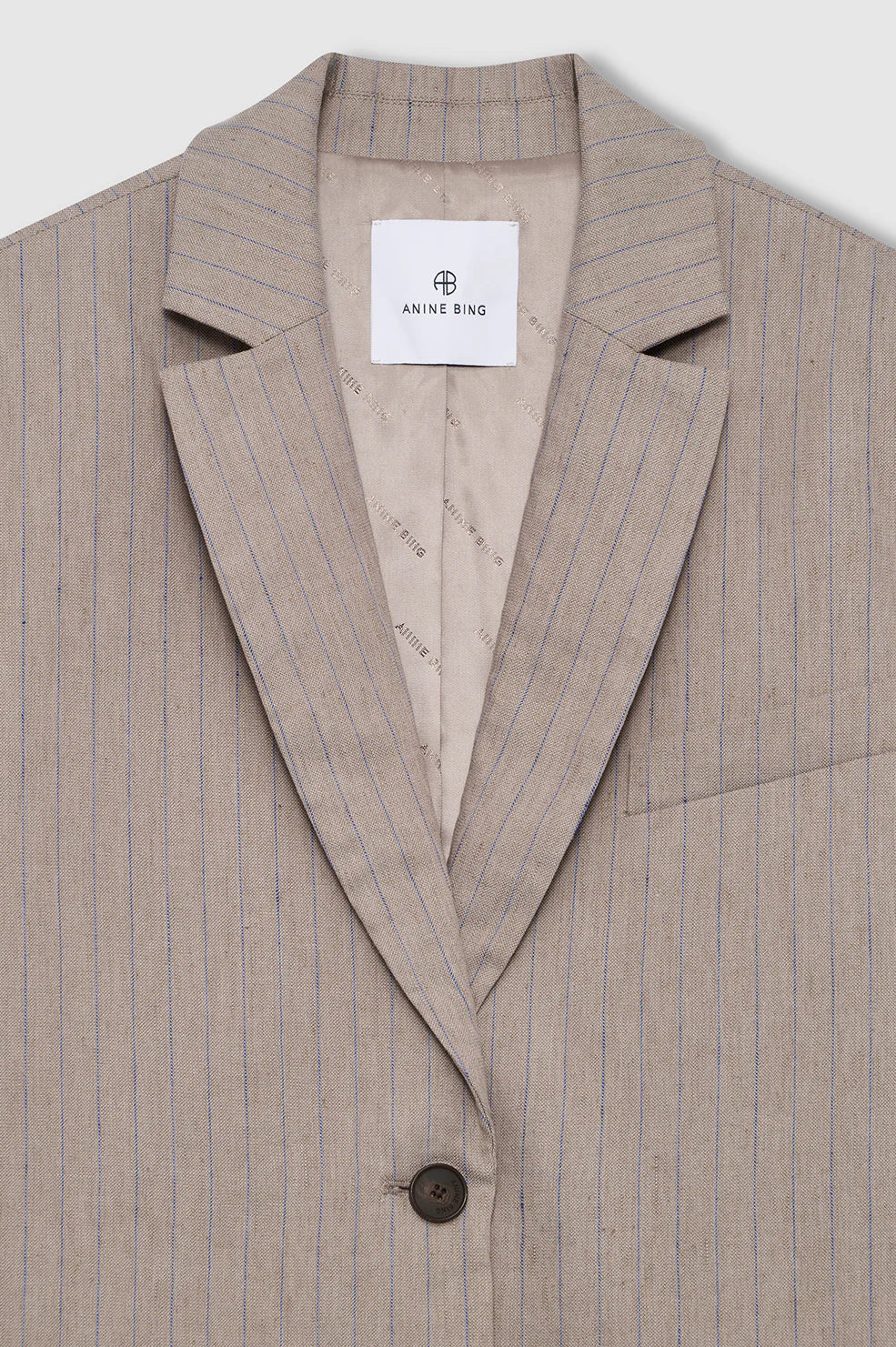 Quinn blazer, taupe & blue pinstripe
