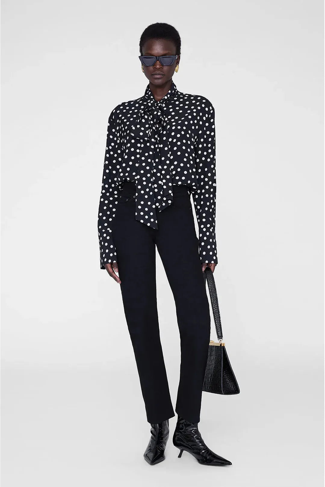 Ruby shirt, Black & white double dot jacquard