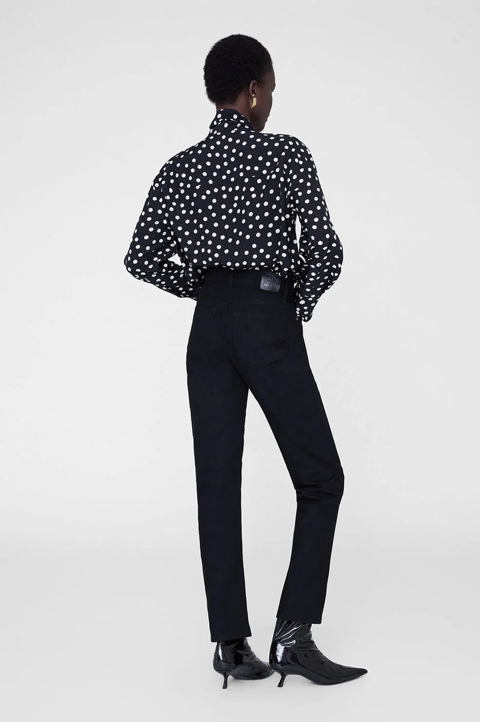 Ruby shirt, Black & white double dot jacquard