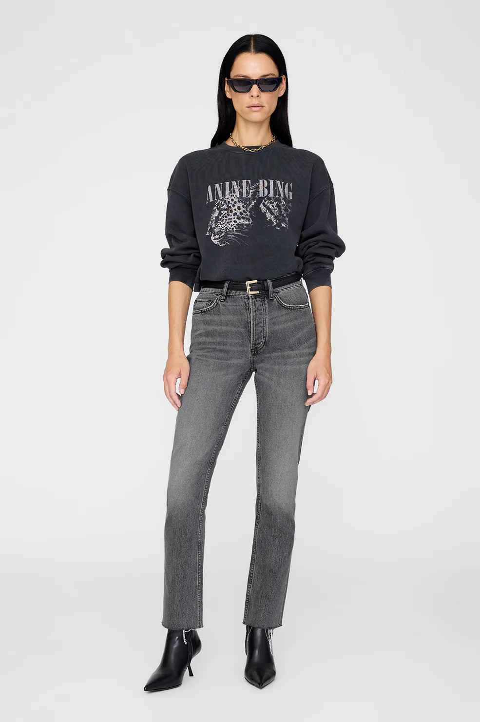 Spencer sweatshirt leopard, washed black