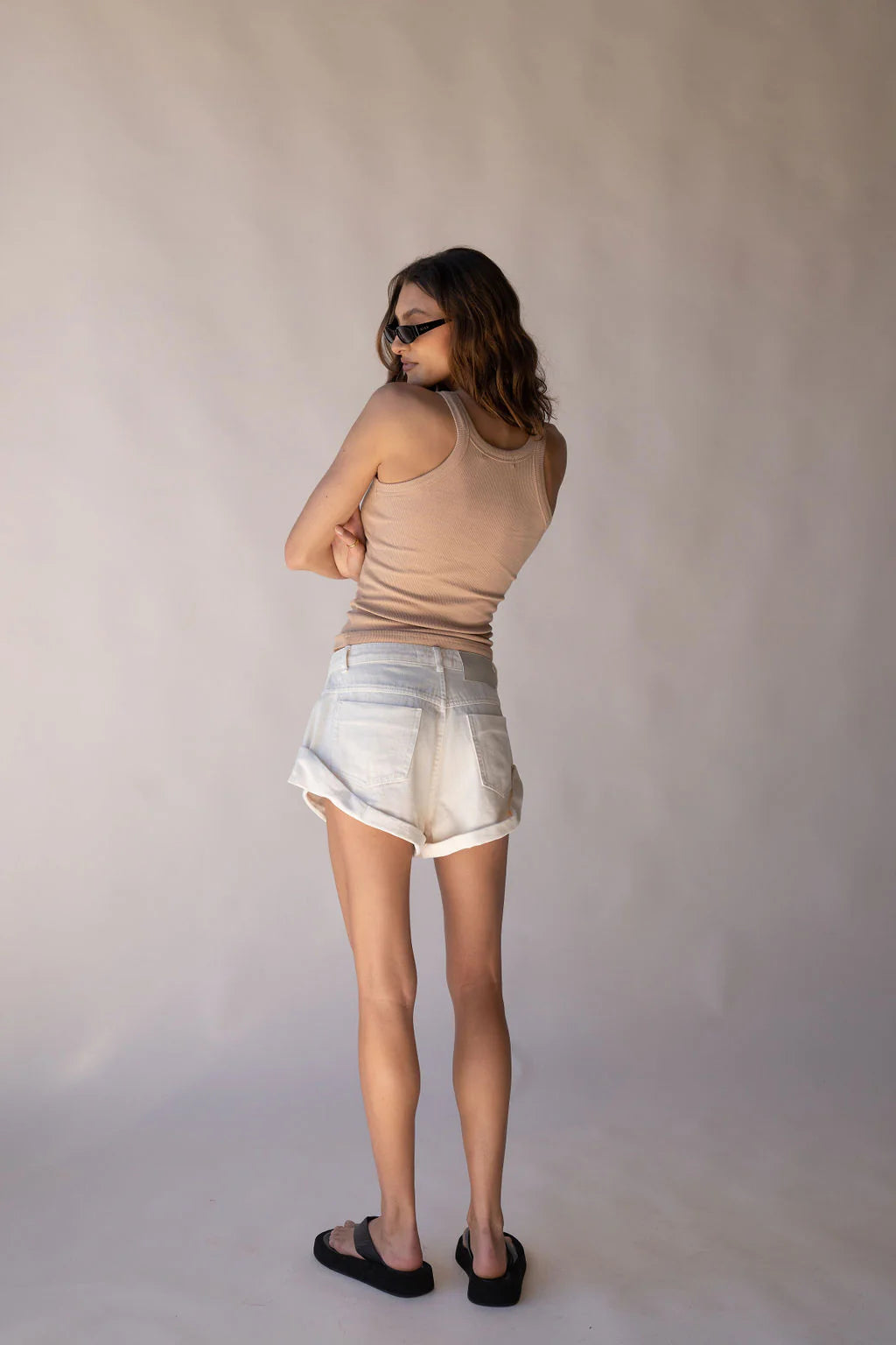 Goldie denim short, cream