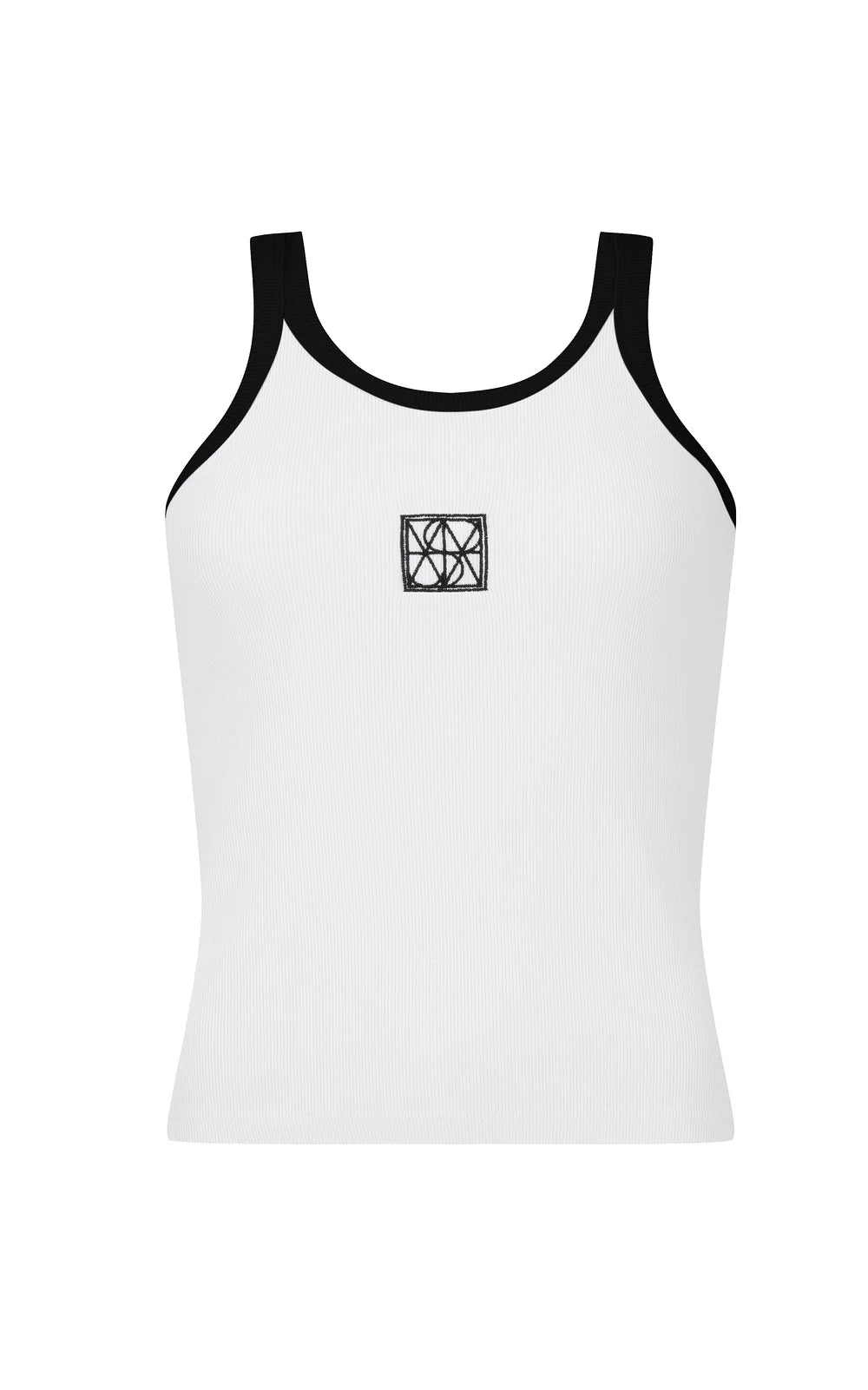 monogram contrast tank, snow