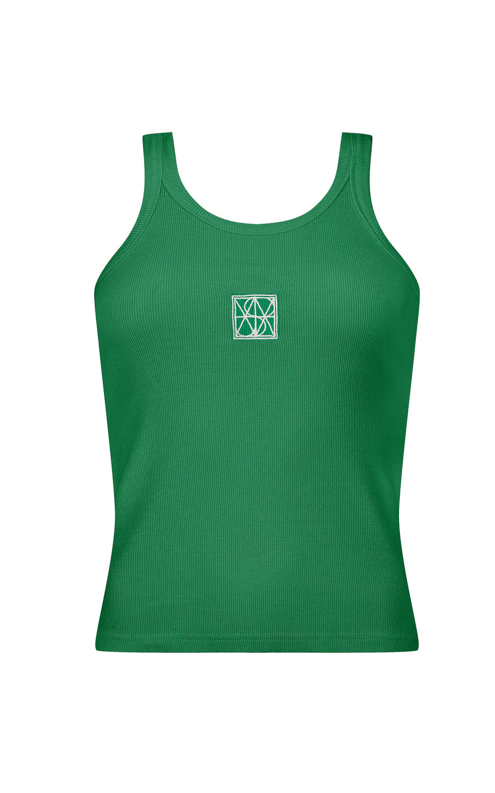 monogram tank, deep green