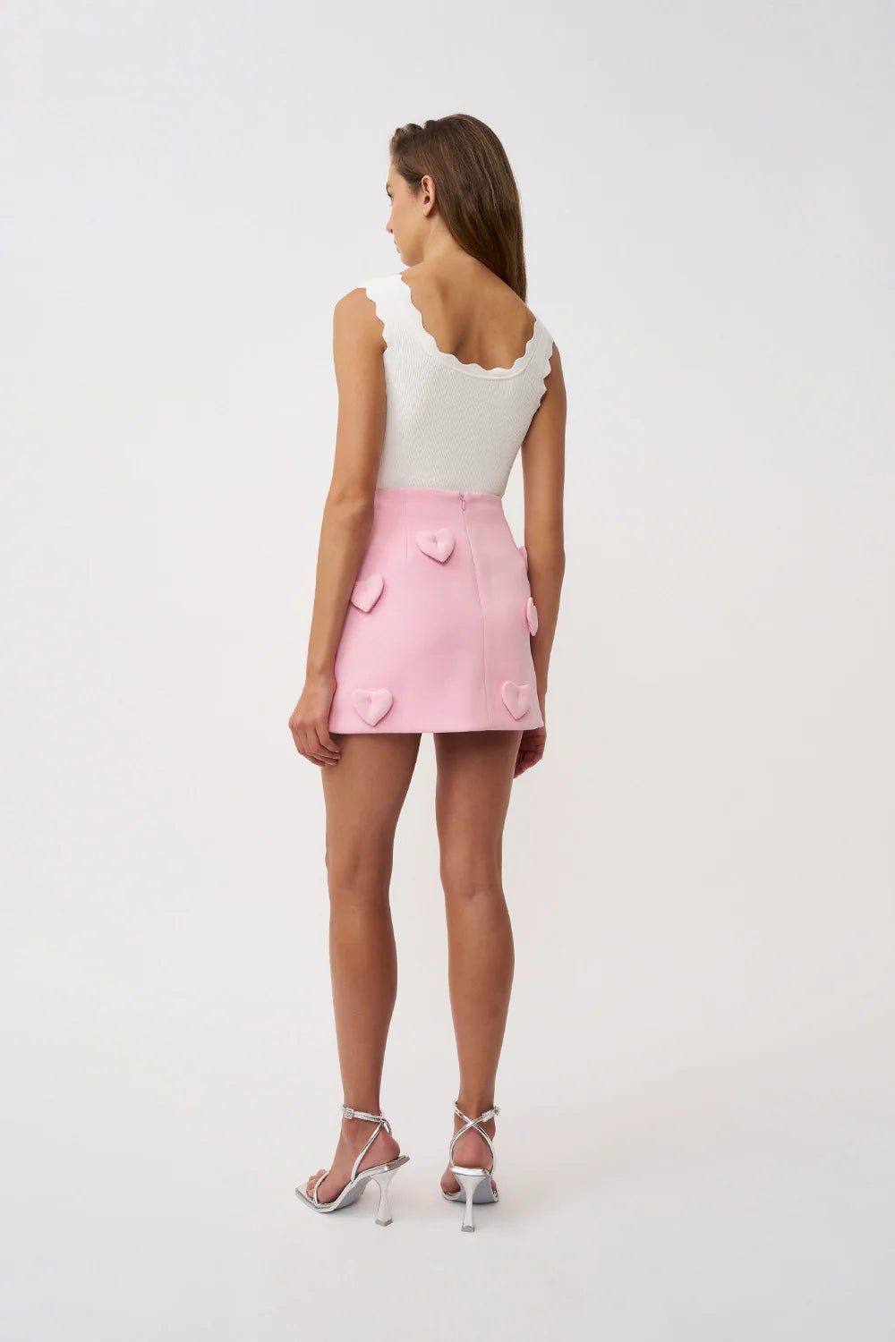 amora love heart mini skirt, dusty pink