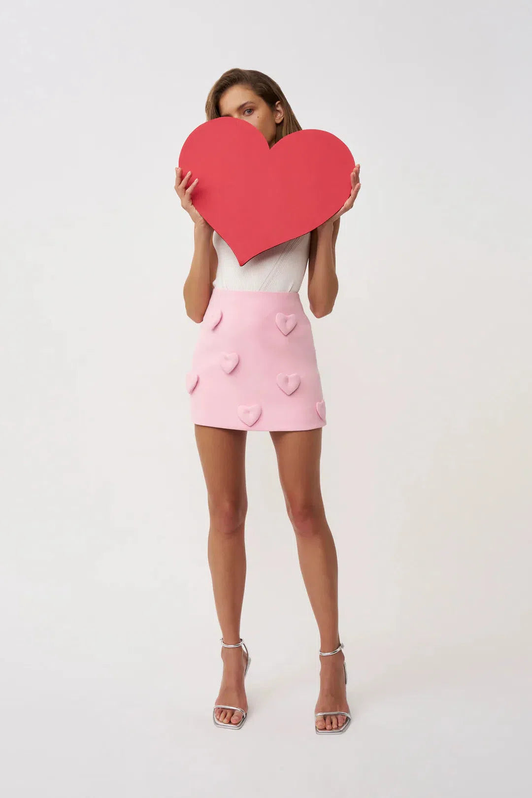 amora love heart mini skirt, dusty pink