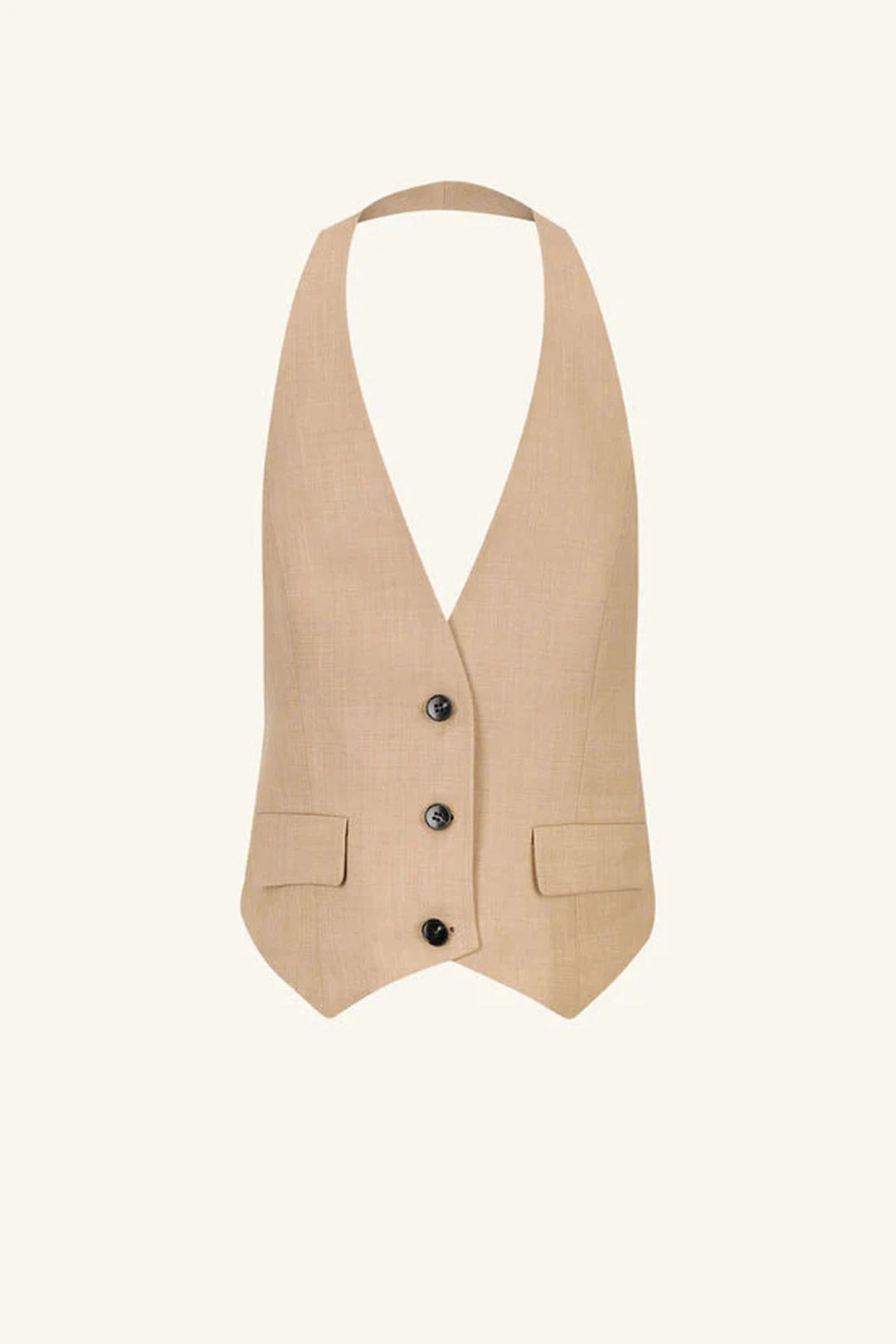 asher tailored open back vest - latte