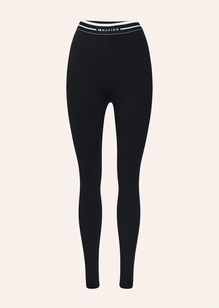 Avant full length legging, black & whisper white