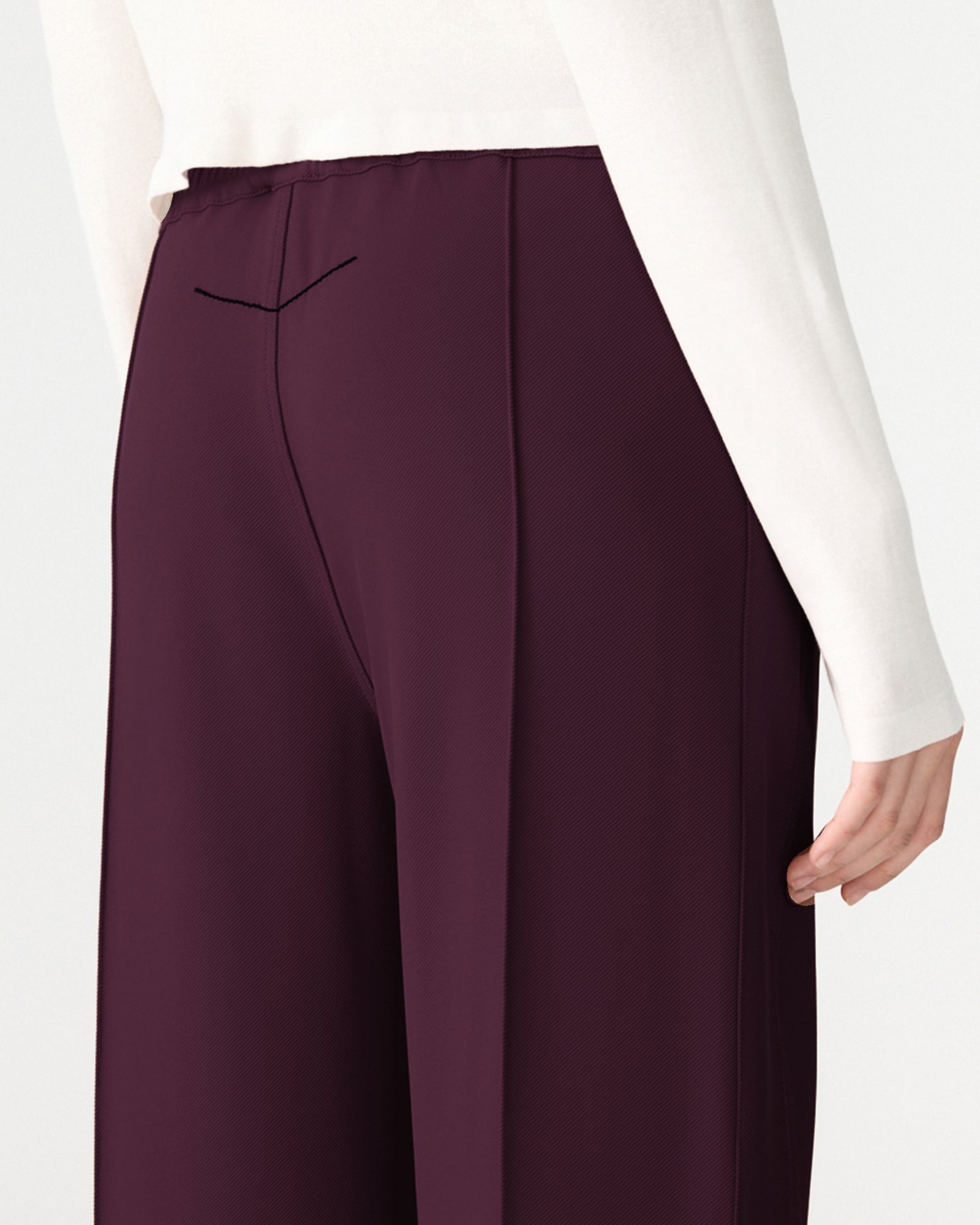 Twill pinstitch detail pant, dark plum