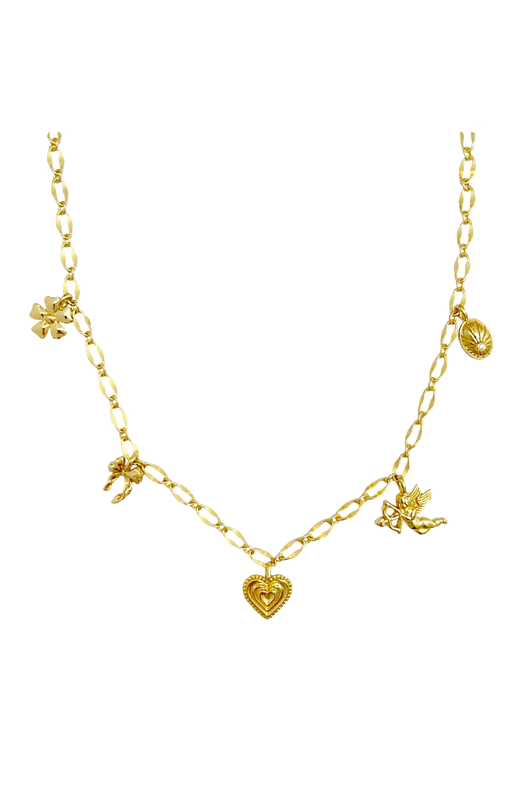 angel charm necklace, gold