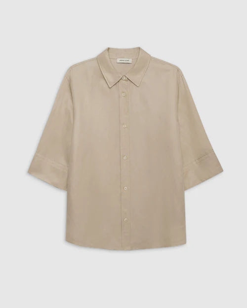 mary shirt, oatmeal linen blend