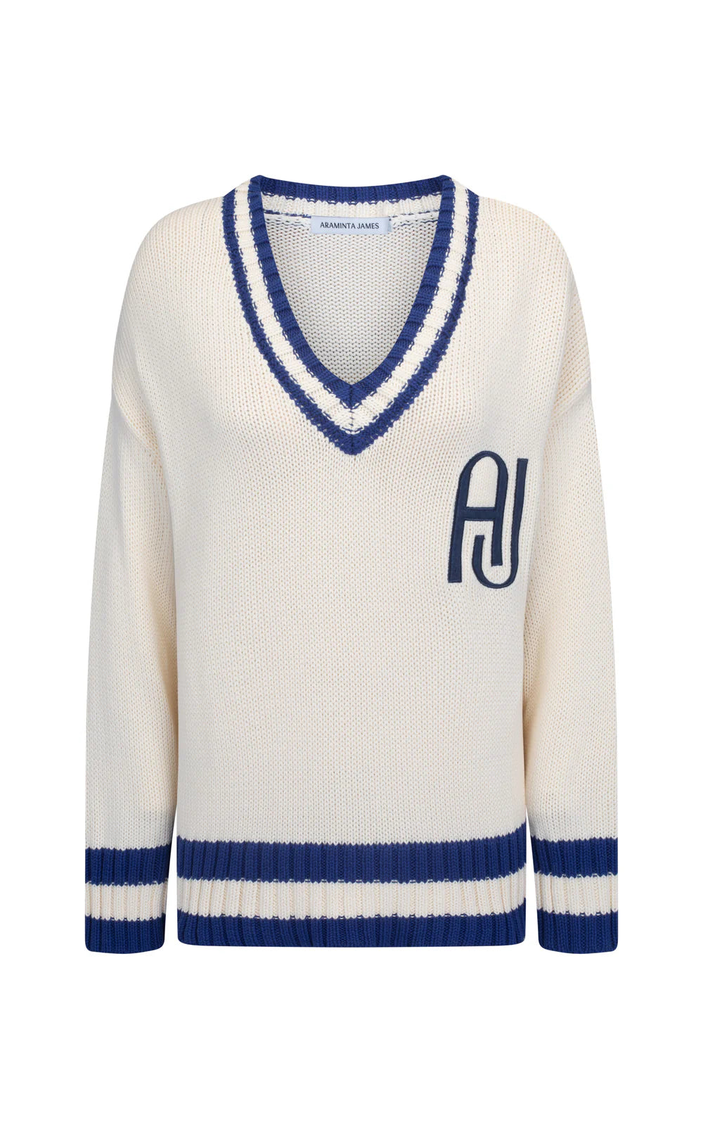 AJ V-neck knit sweater, coconut