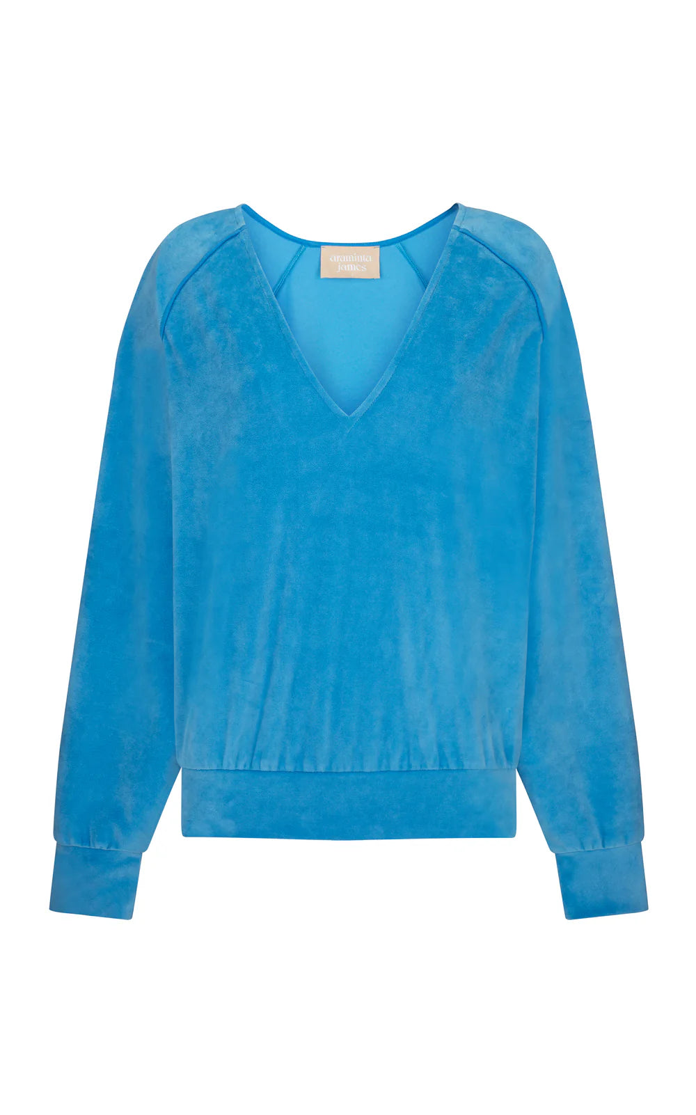 Velour piping sweatshirt, dusty blue