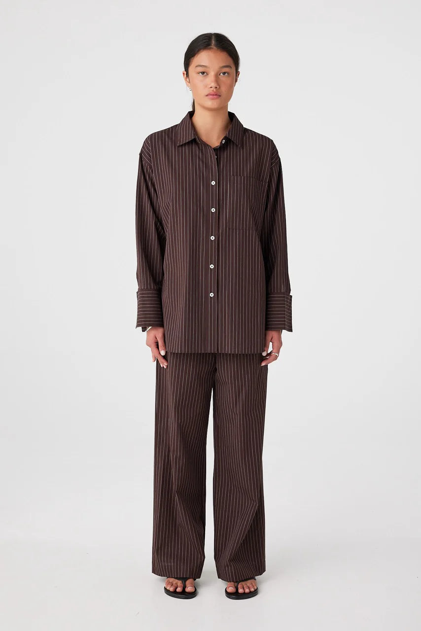 Rae shirt, espresso stripe