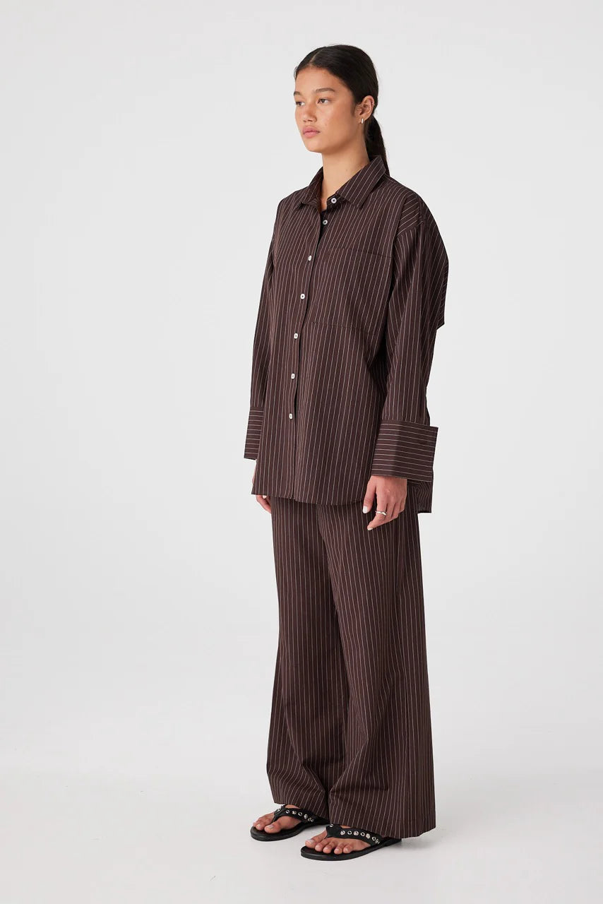 Rae shirt, espresso stripe