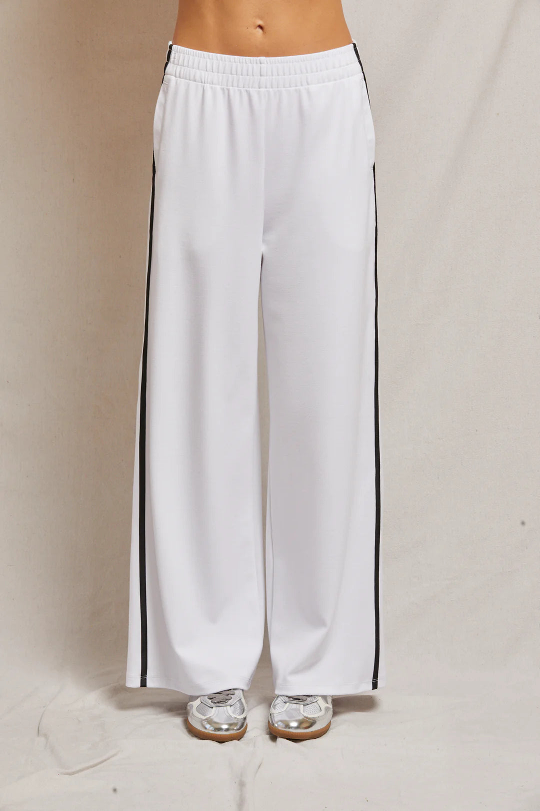 nadia travel wide leg pants, white