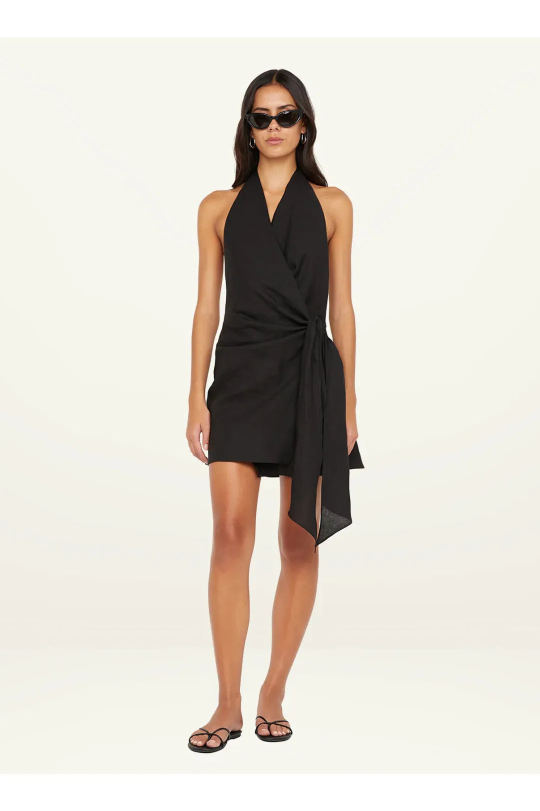 Aubree wrap mini dress, black