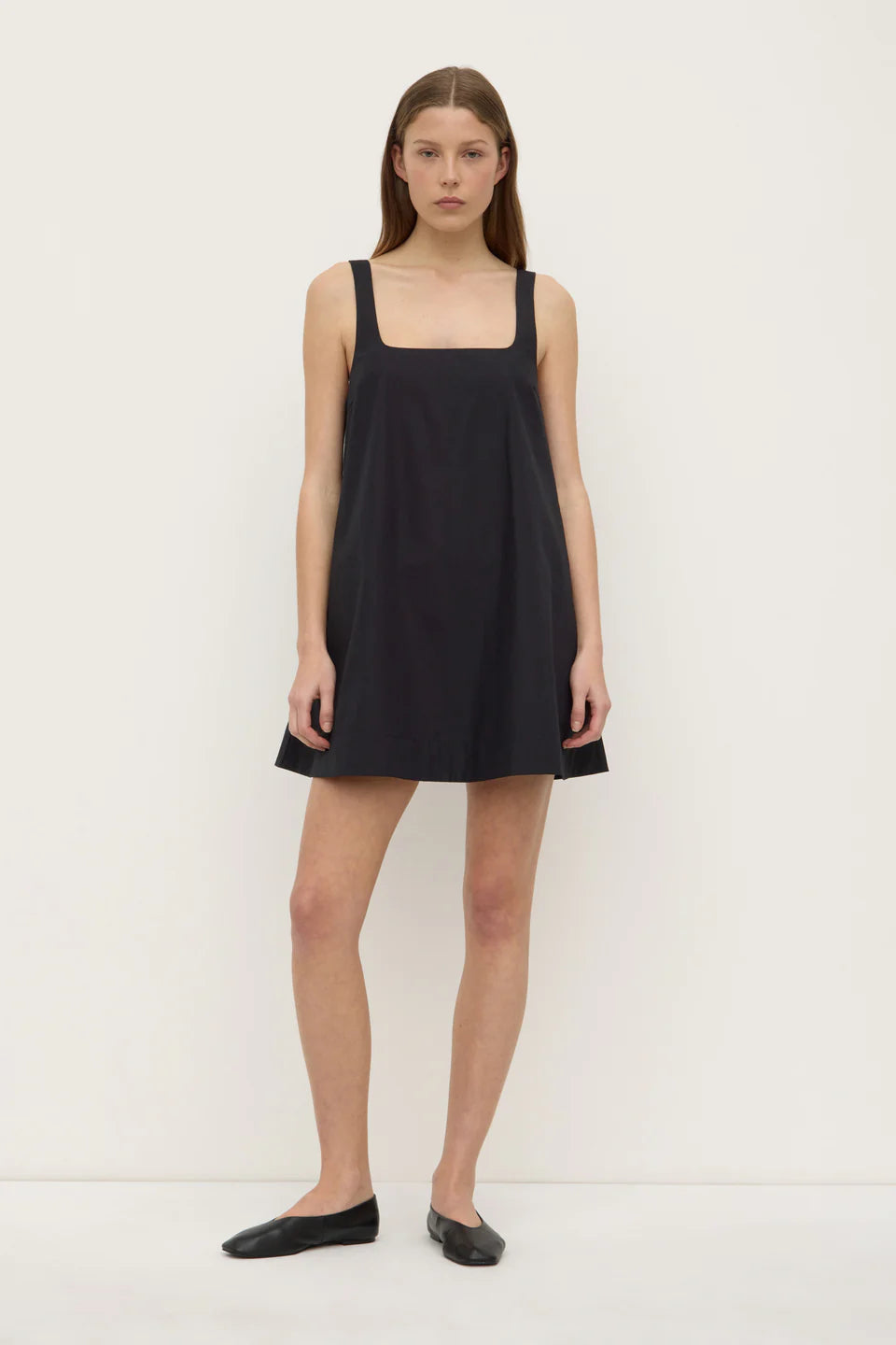 Becca cotton drill mini dress, black