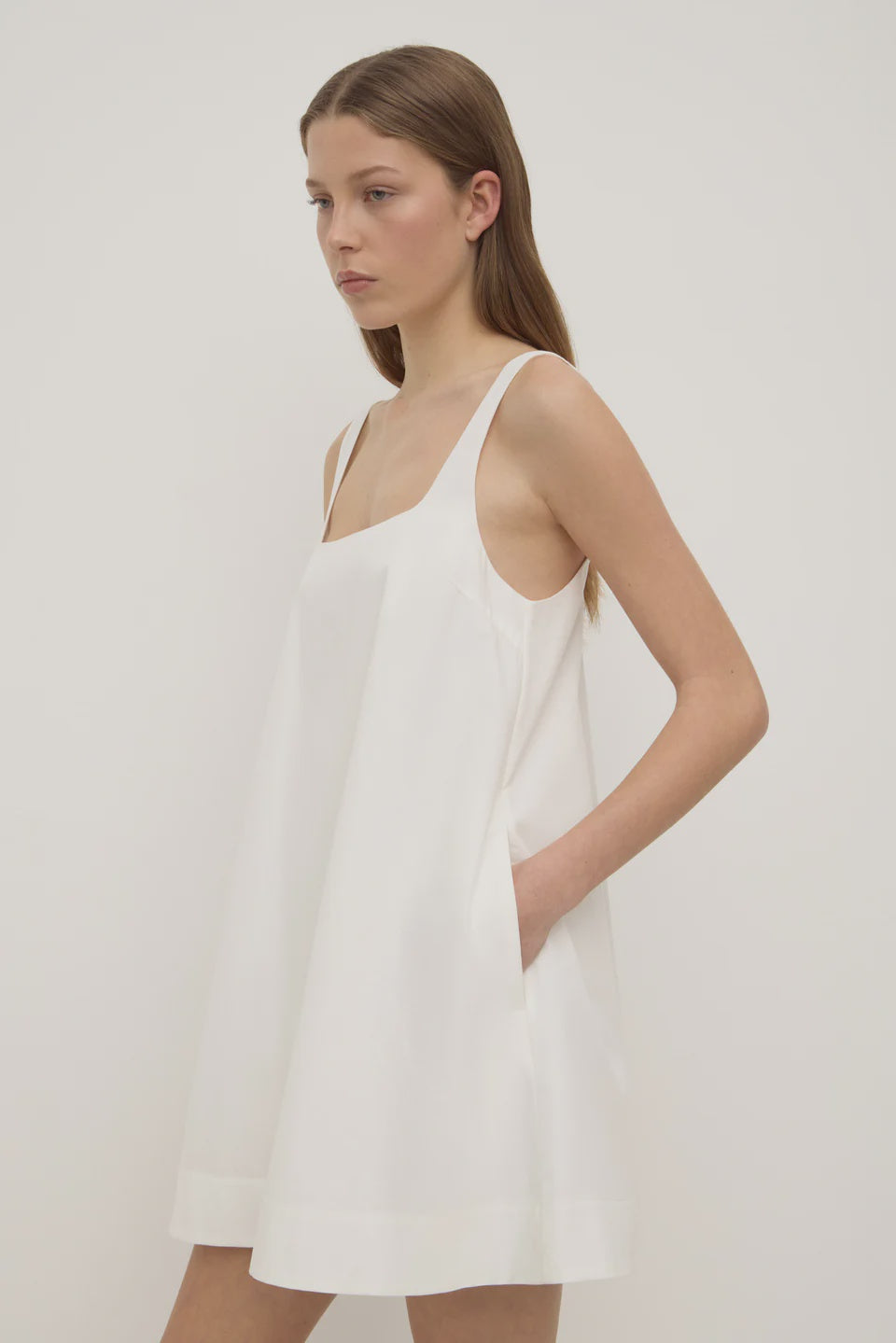 Becca Cotton Drill Mini dress, white