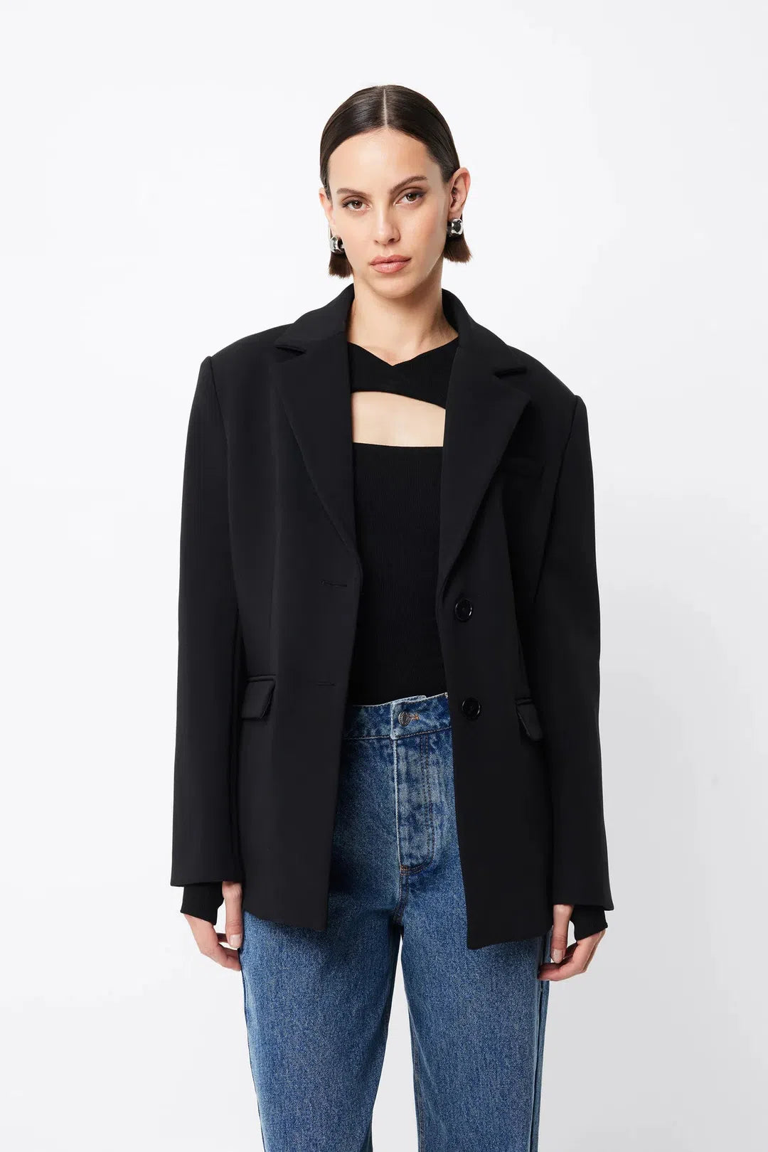 boston single breasted blazer, black