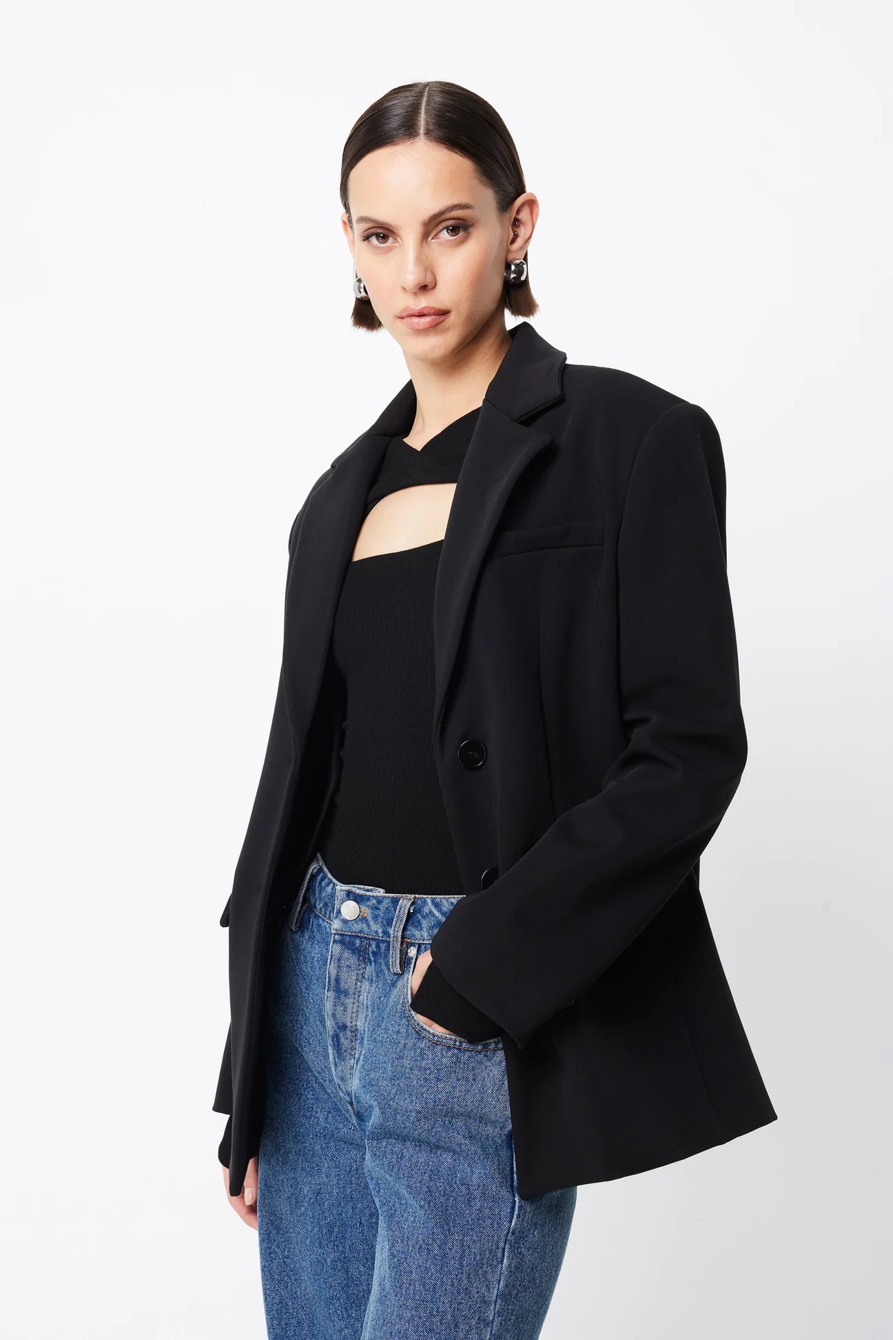 boston single breasted blazer, black