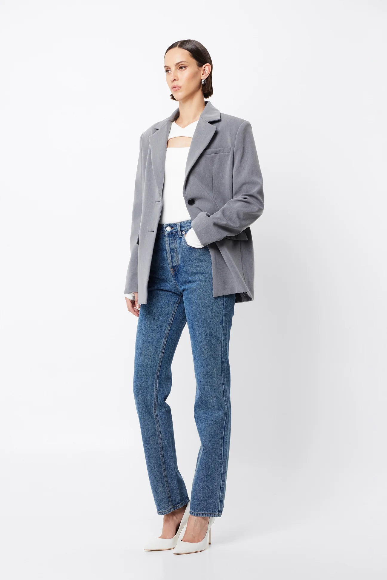 boston single breasted blazer, grey