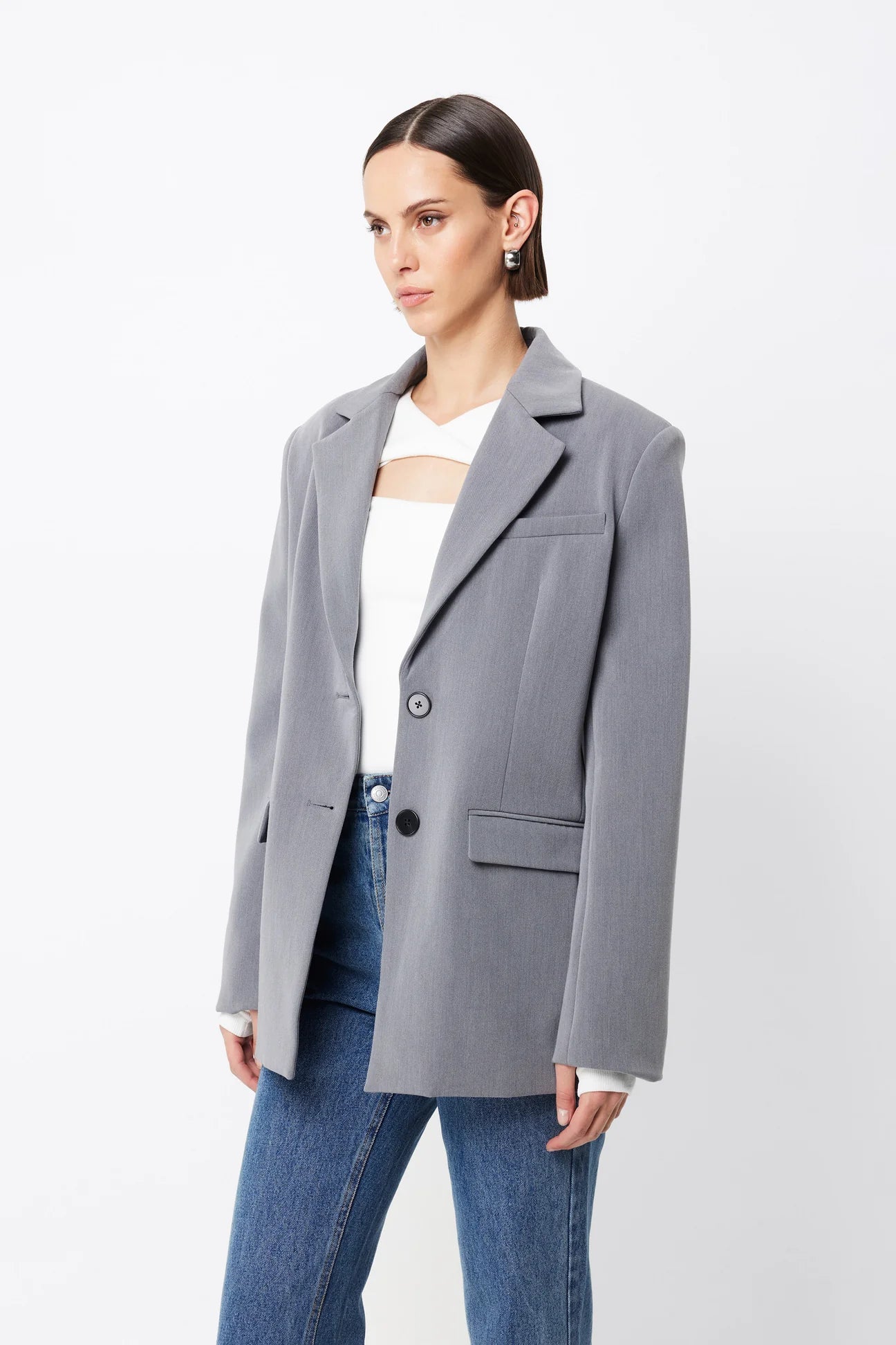 boston single breasted blazer, grey