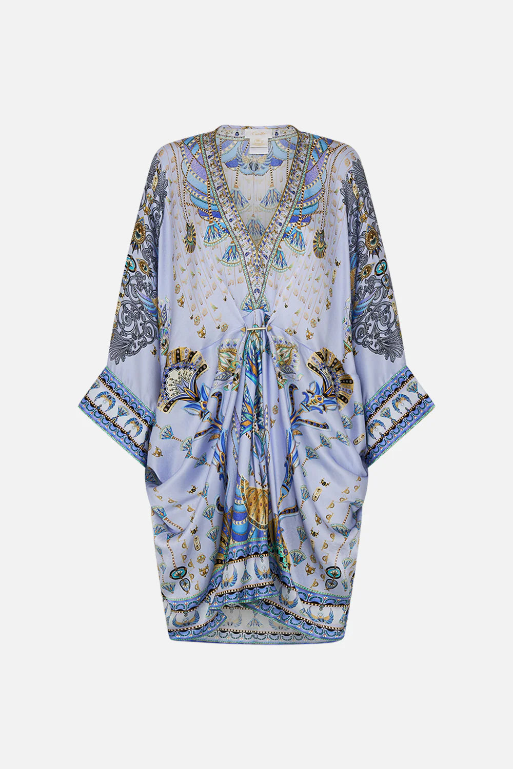 Pierced V neck short kaftan, under scarab skies