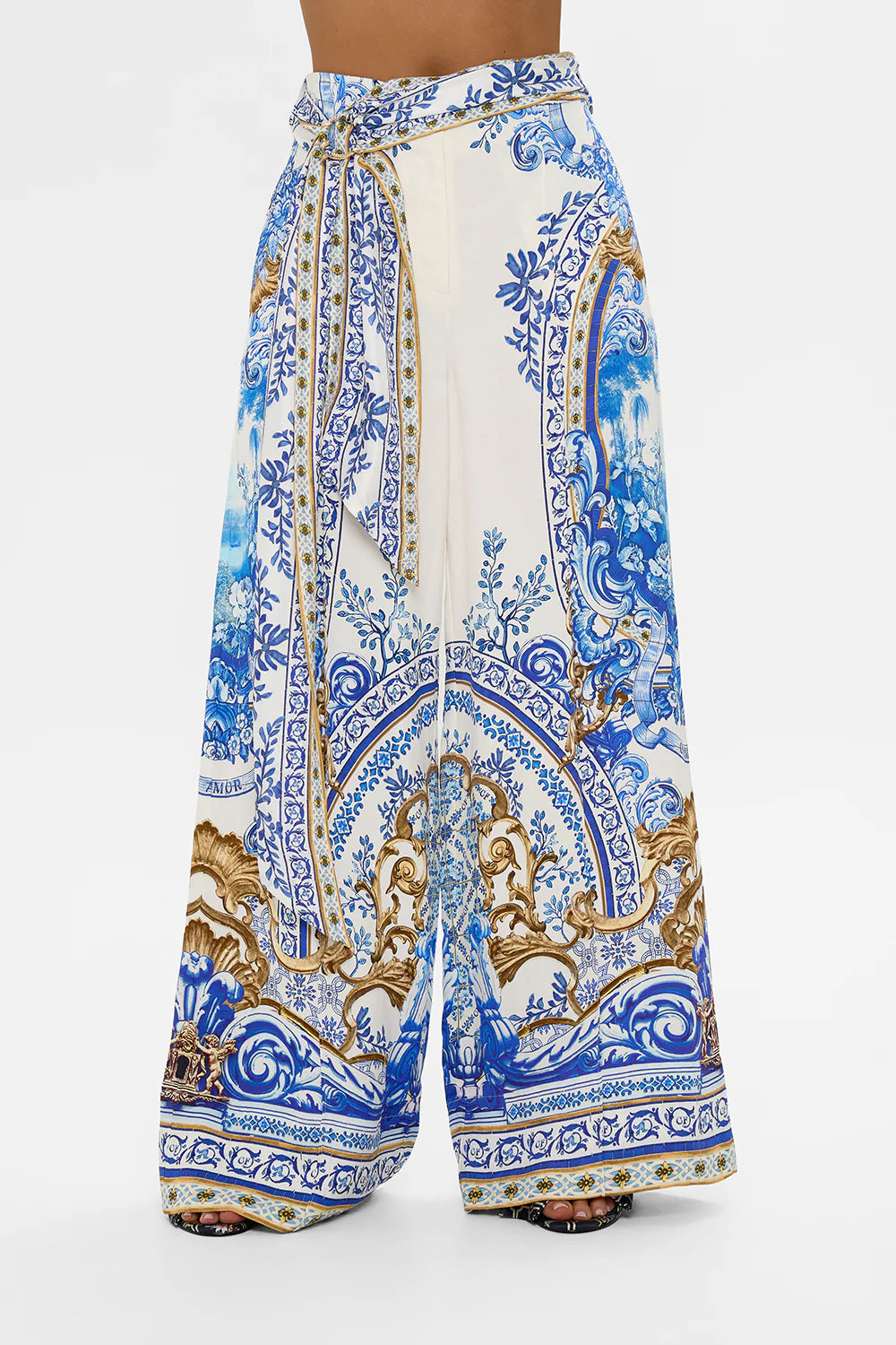scarf belt wide leg pant, Azul adventures
