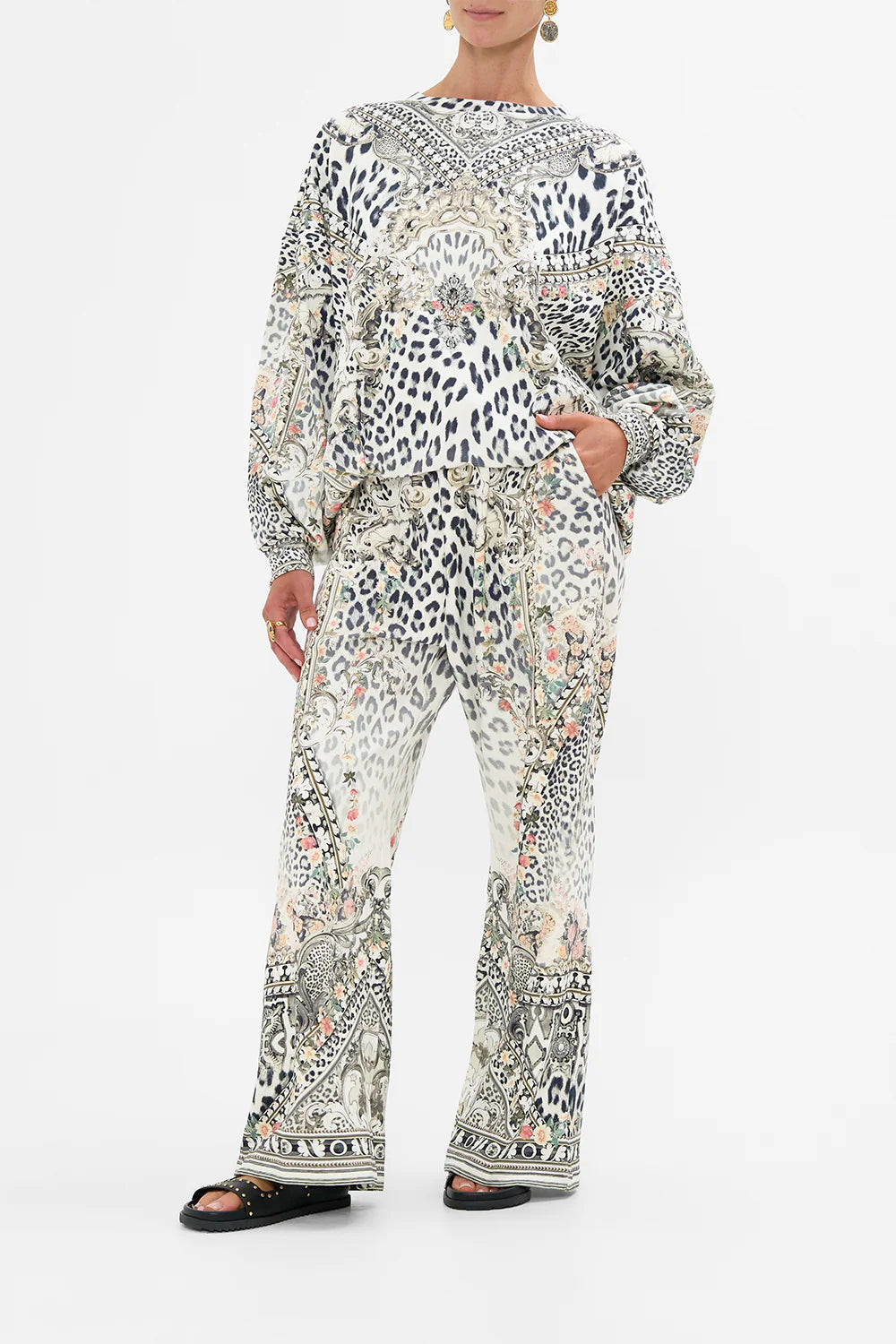 straight leg track pant, Marble heaven