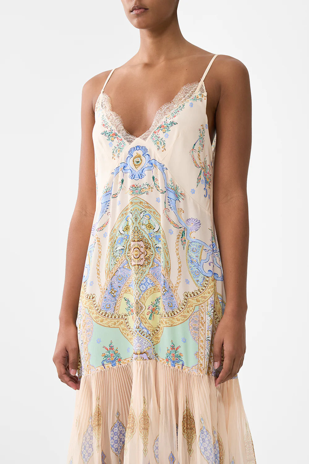 minimal slip with pleated chiffon skirt, East of istanbul