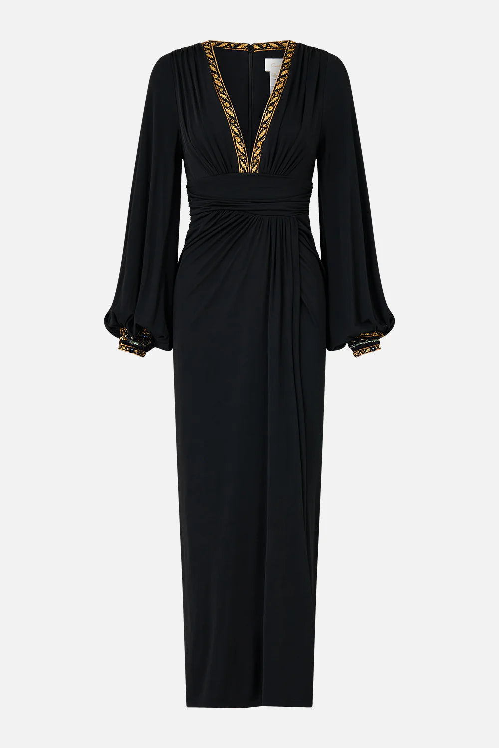 waisted draped jersey dress, Ottoman elegance