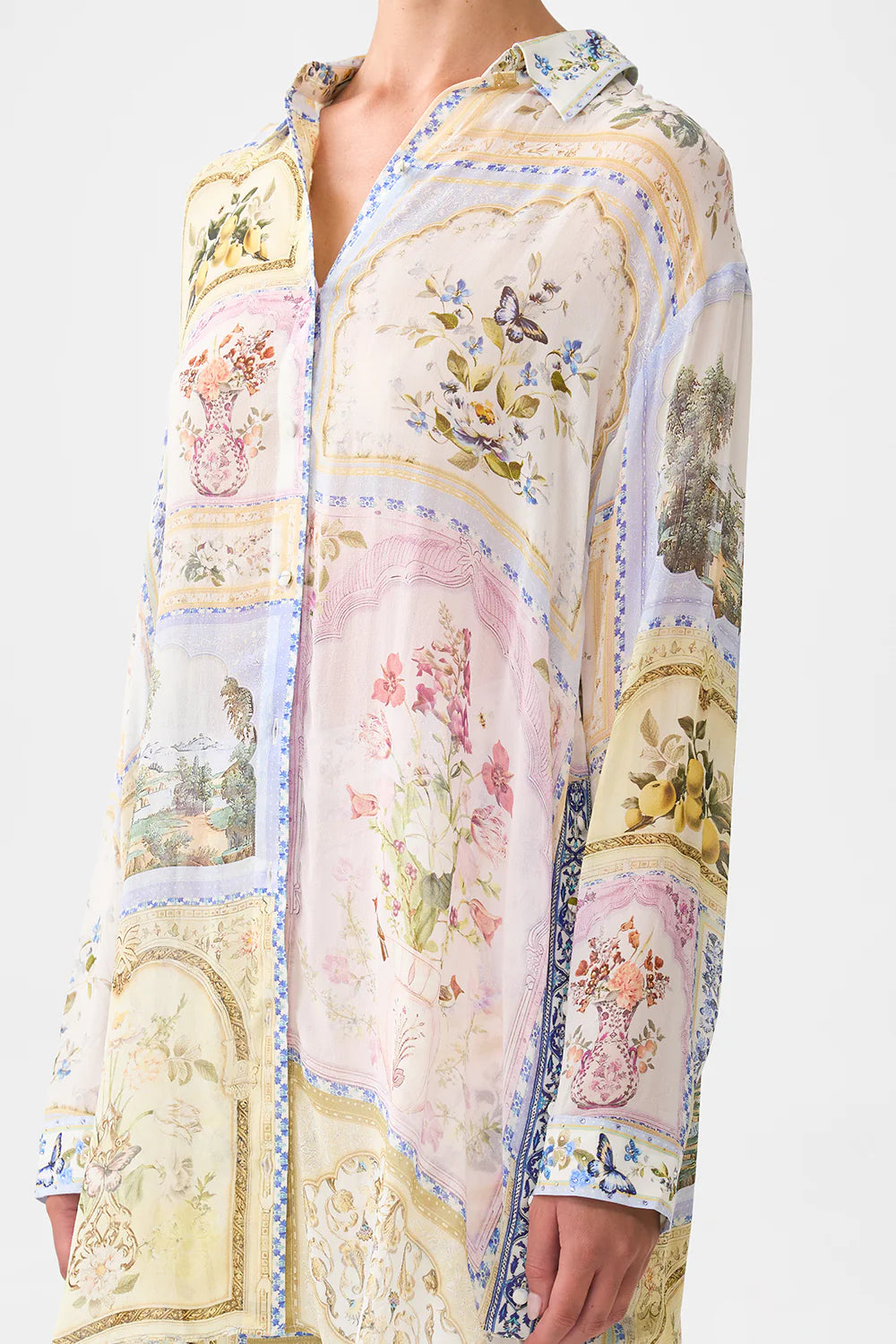 Shirt tunic with side buttons, Botanical ballads