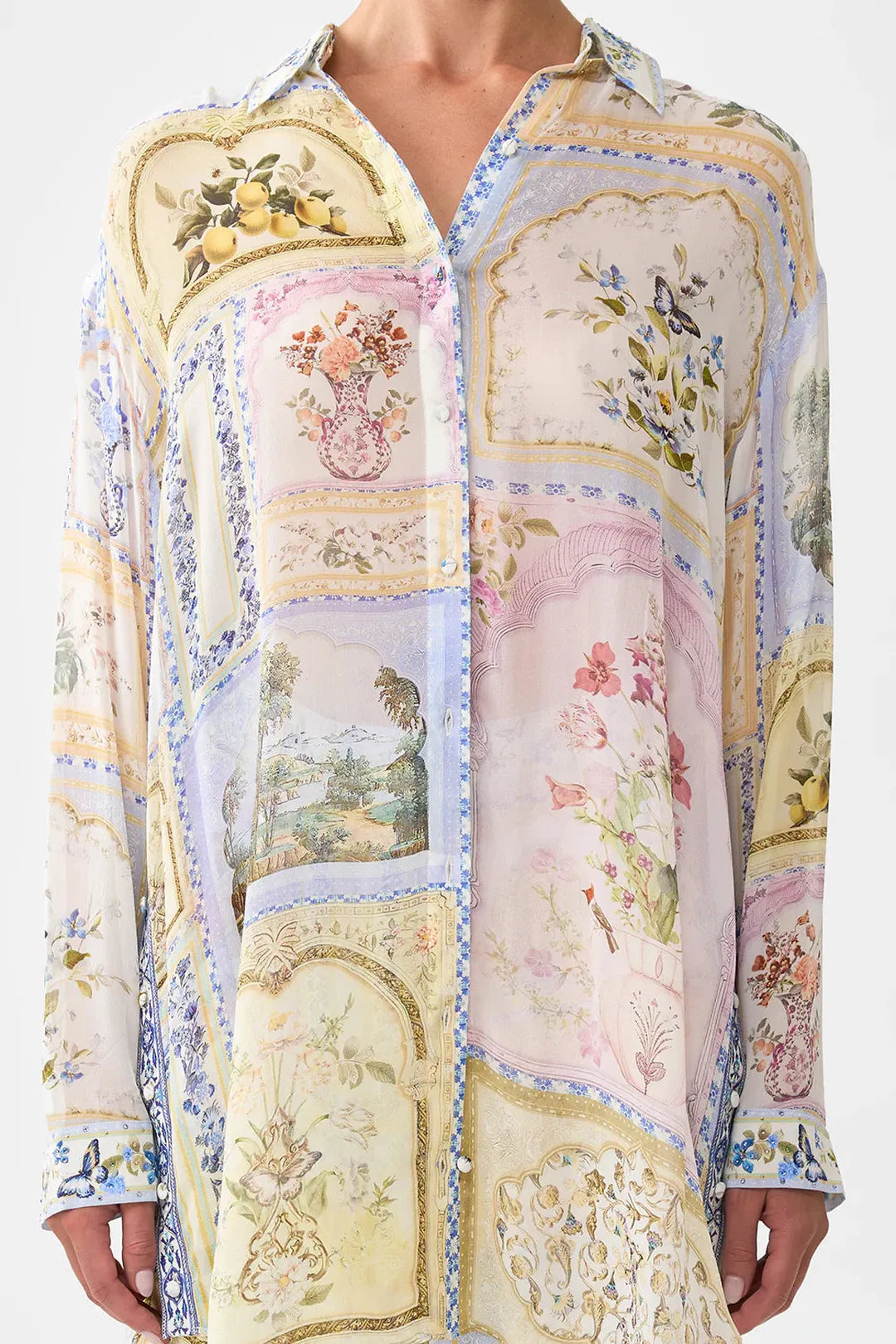 Shirt tunic with side buttons, Botanical ballads