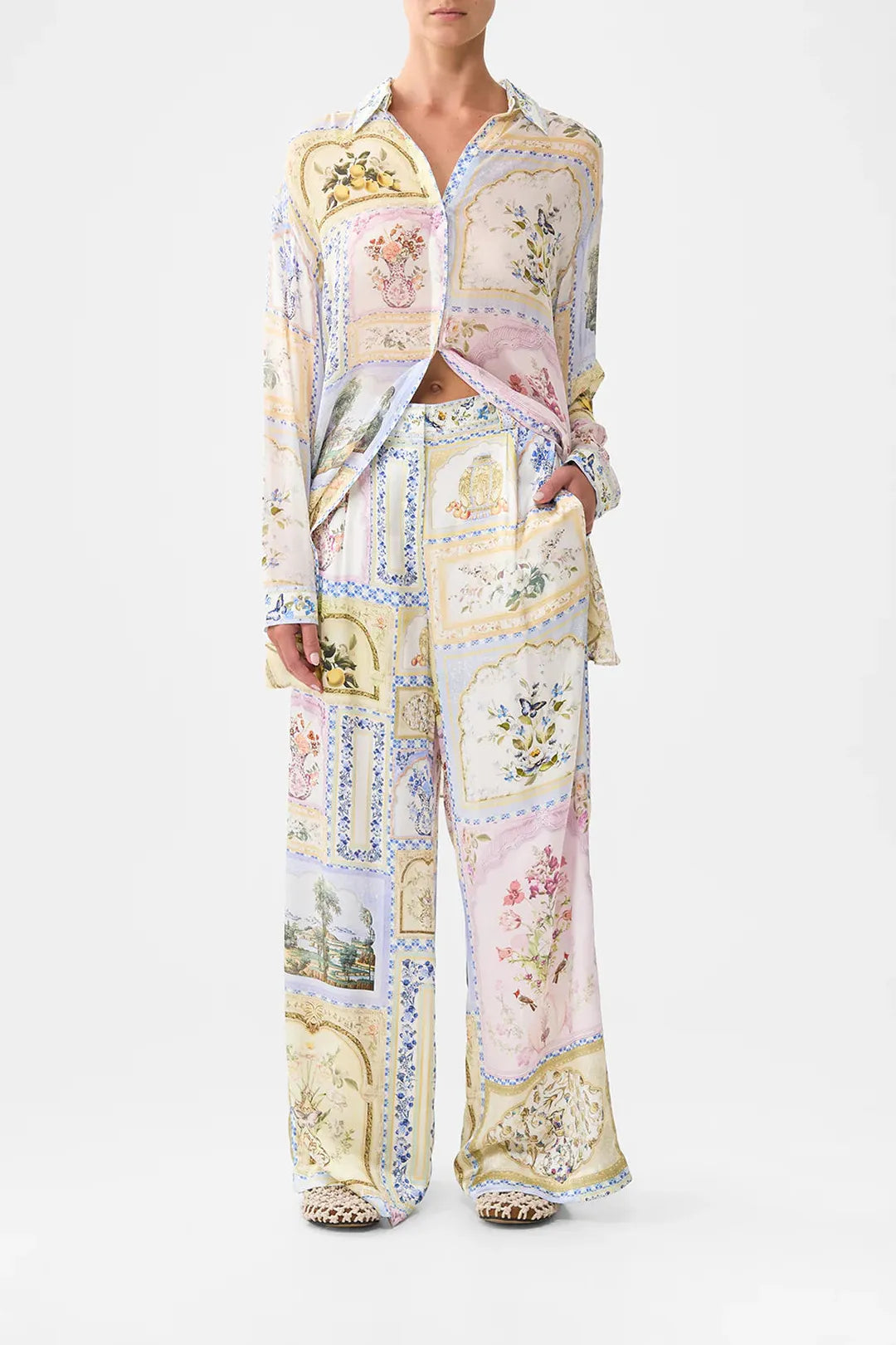 wide leg waisted pant, Botanical ballads