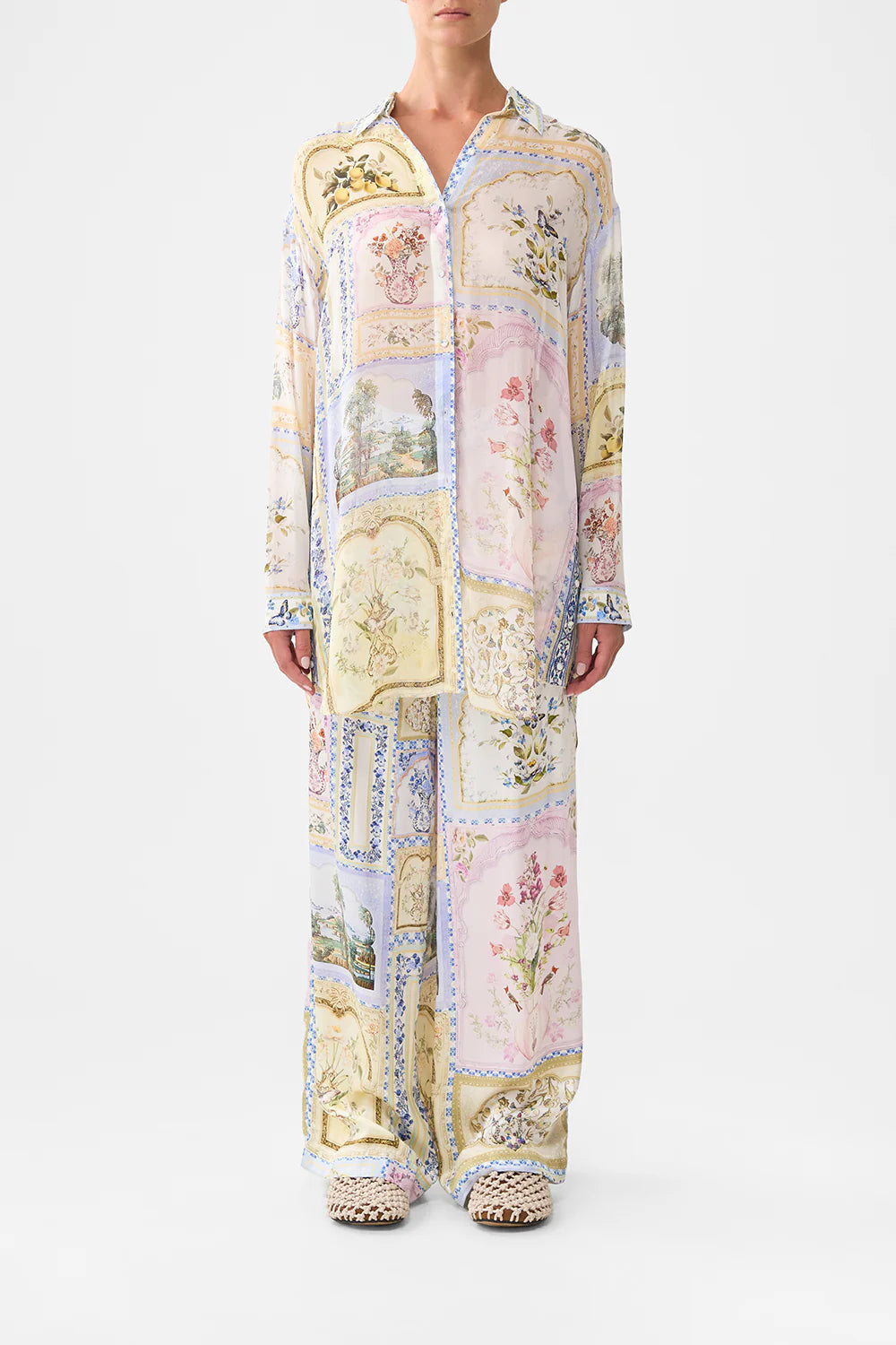 Shirt tunic with side buttons, Botanical ballads