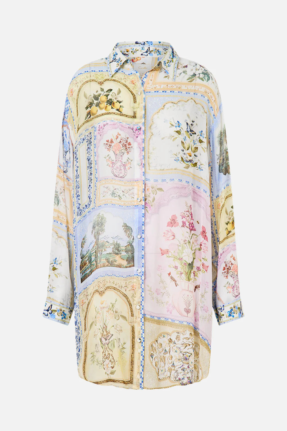 Shirt tunic with side buttons, Botanical ballads